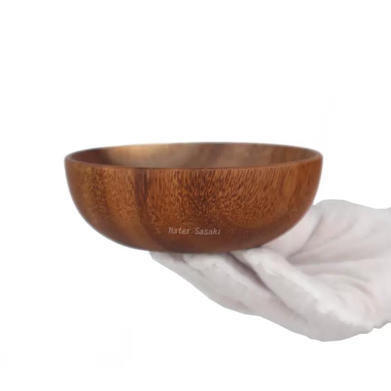 Acacia Wood Dinner Plates for Eating, Wooden Round Charcuterie Boards Serving Bowls for Food Dishes Cheese Dessert Salad