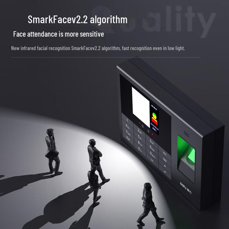Deli 3765 Biometric Face & Fingerprint Time Attendance Machine CN plug (adapter included)