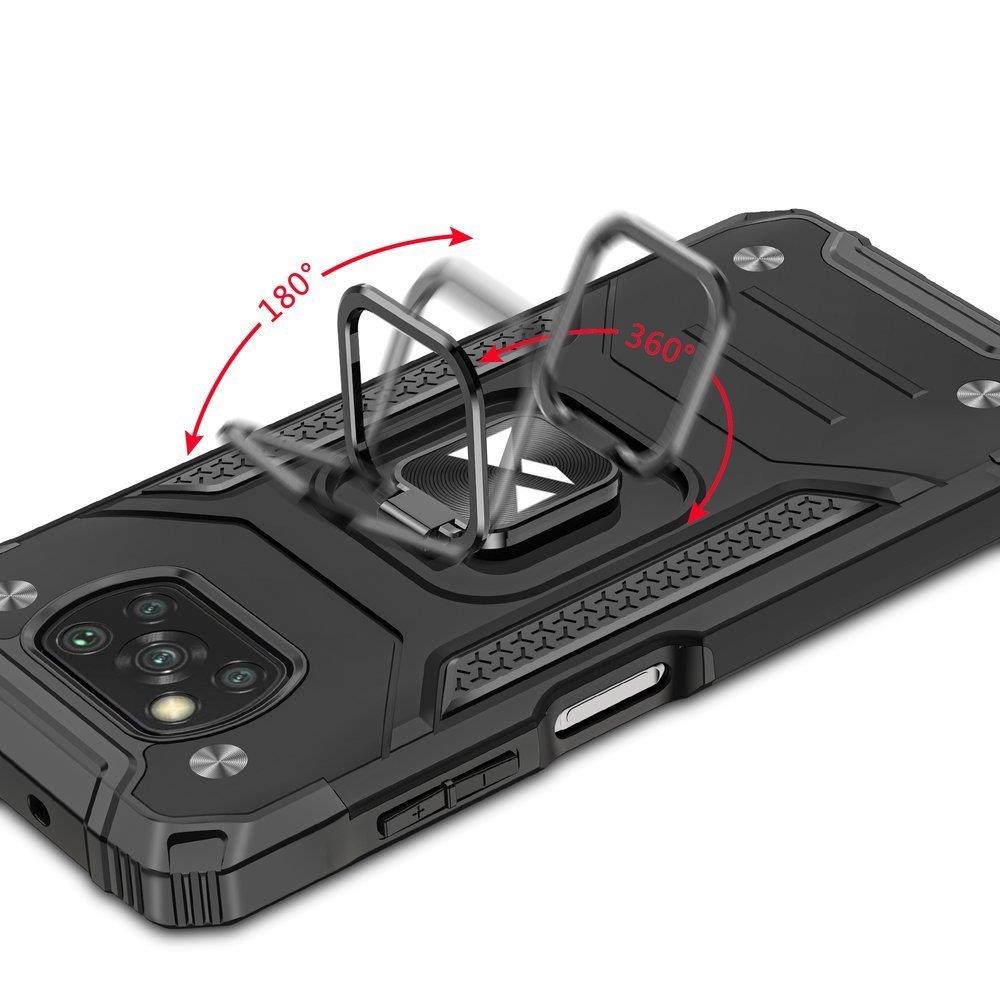 Armored Case Cover + Magnetic Holder Samsung Galaxy A03s Ring Armor Black