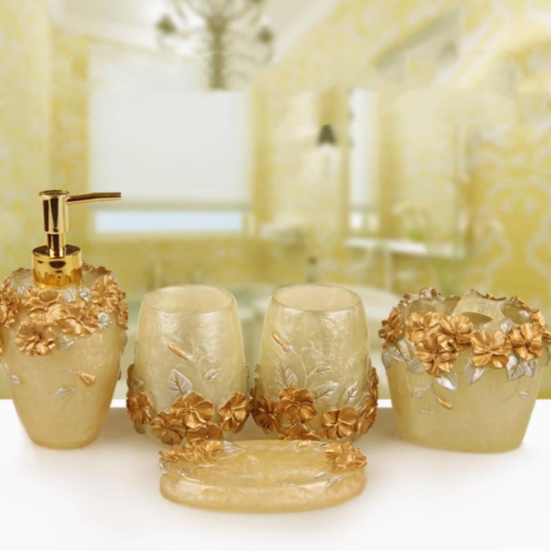 5/ 6pcs Resin Bathroom Accessories Sets/Dispensers/Dishes/Toothpaste Holders/tray/Bathroom Tumblers/kitchen Bathroom Products