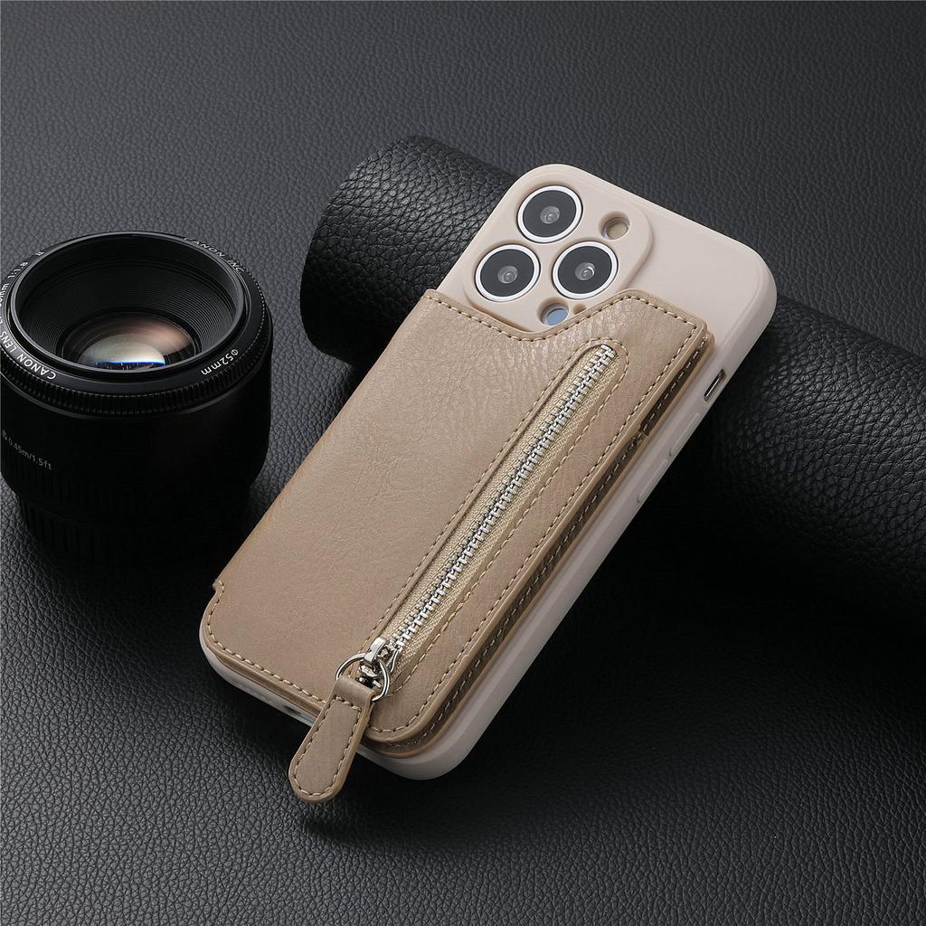 Zipper Wallet with Card Holder Phone Case for IPhone 13 12 Mini 15 14 11 Pro Max XS XR X 7 8 Plus Hard Shell Shockproof Cover