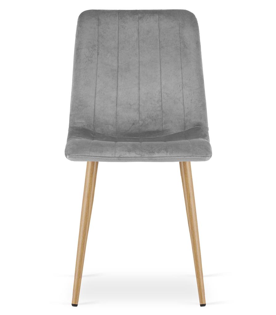 LAVA chair - light gray velvet / wood color legs x 2