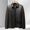 Autumn and winter new men's business jacket leather jacket business casual men's lapel washed leather jacket