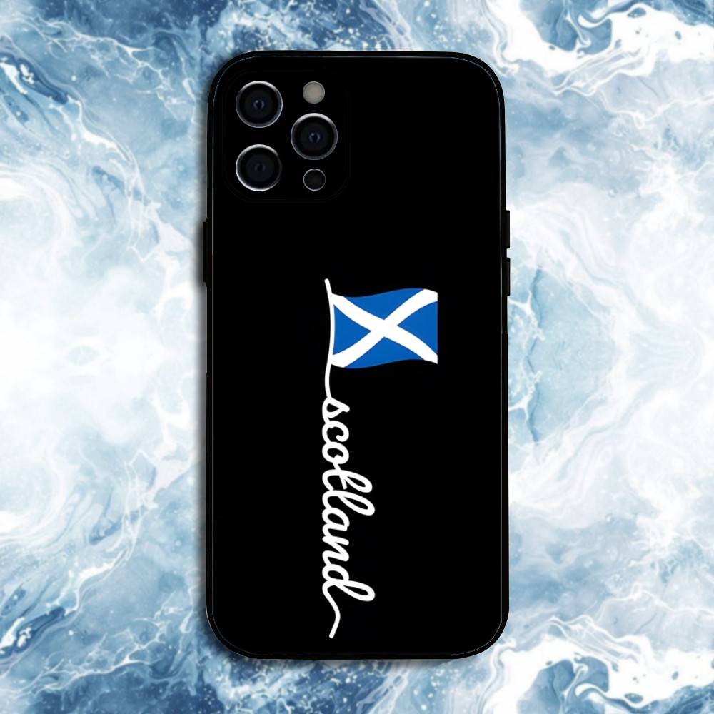 Scotland Scottish Flag Phone Case For iPhone17,16,15,14,13,12,11 Plus,Pro Max, Soft Silicone Black Cover