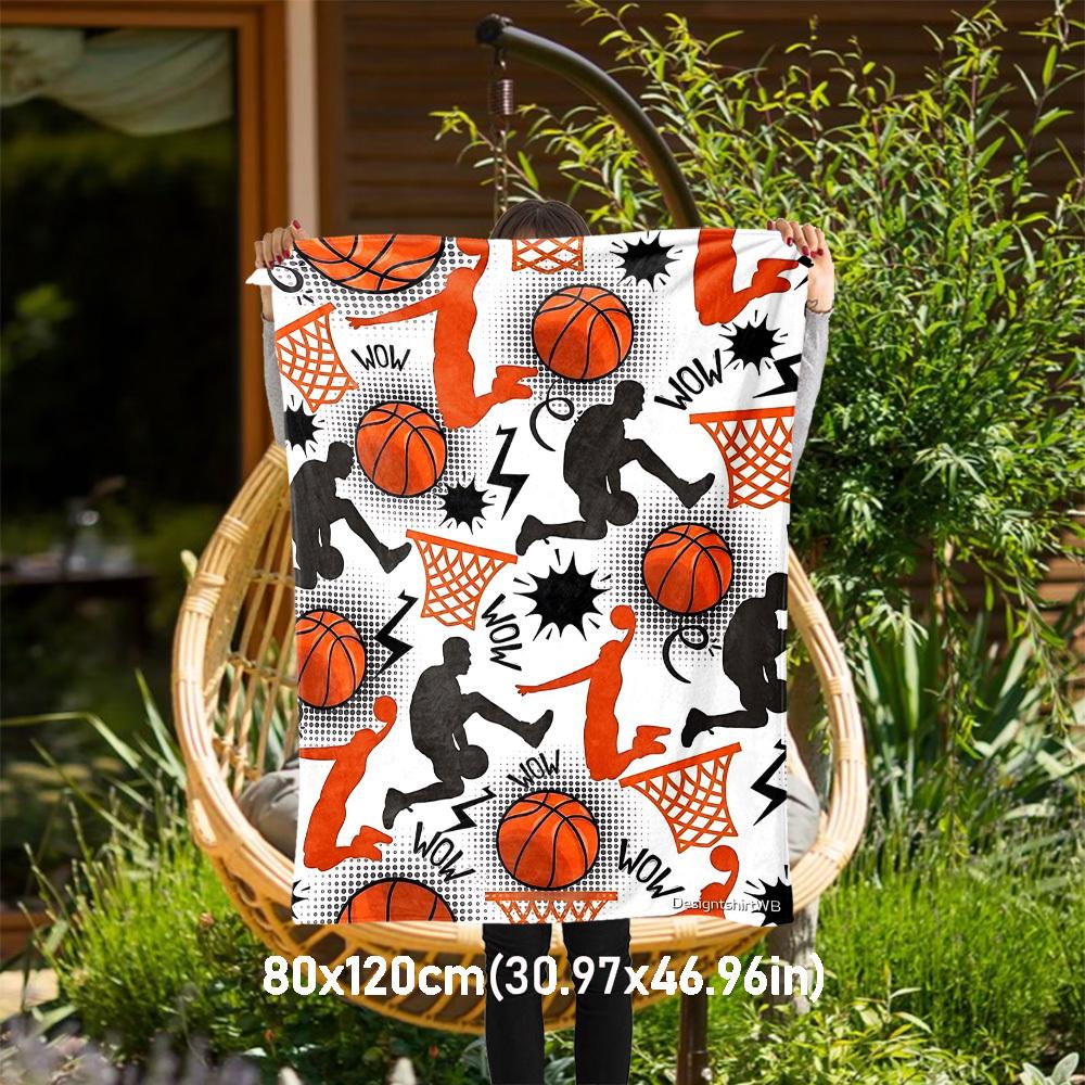 

1PC Basketball HoopOutdoor Flannel Blanket - Soft Plush Decor for Picnics, camping, Bedroom, Playroom, Office, or Lunch Break 1244A 80x120cm(31x47inch)