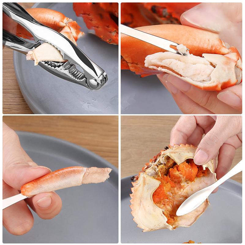 4 Pcs Seafood Tool Set Crab Shrimp Fruit Pliers Fork Spoon Set Nut Walnut Lobster Crab Cracker Tools Kitchen Accessories