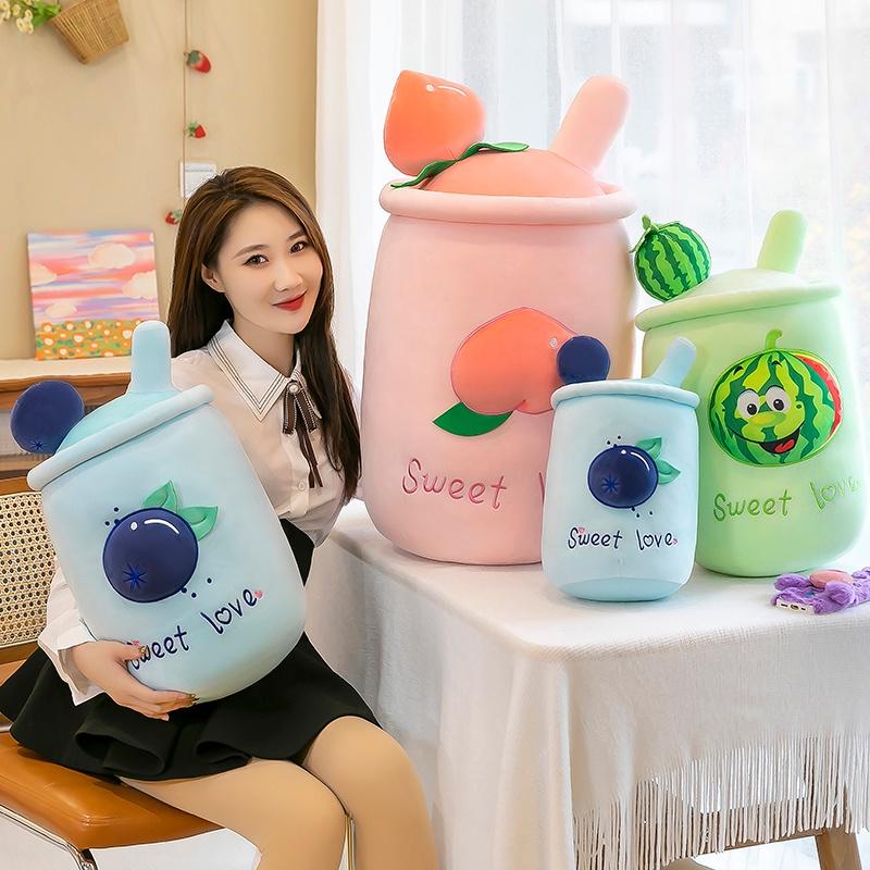 Soft Plush Bubble Tea Boba Cups Toy Peach/watermelon/blueberry Hug Doll Gift