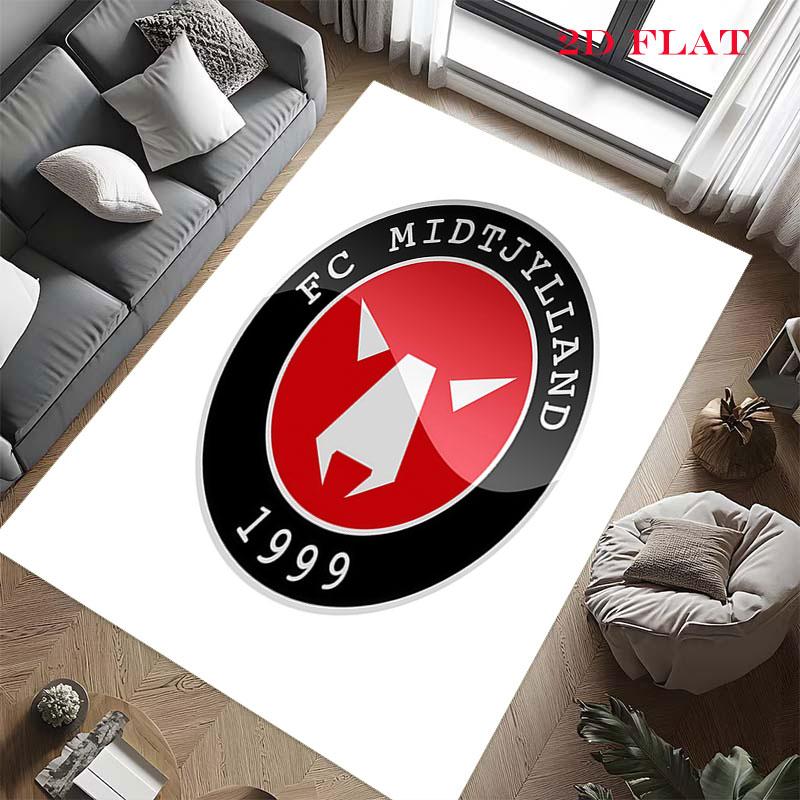 FC Midtjylland Logo Carpet Rug for Living Room Bedroom Home Sofa Decoration,Kids Play Nonslip Floor Mat