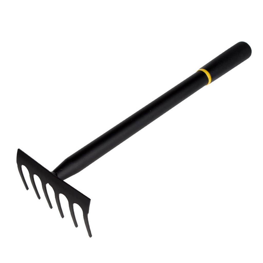 Comfortable Grip Manganese Steel Quenched  6-tooth Nail Rake  Black   Rake Tools 1