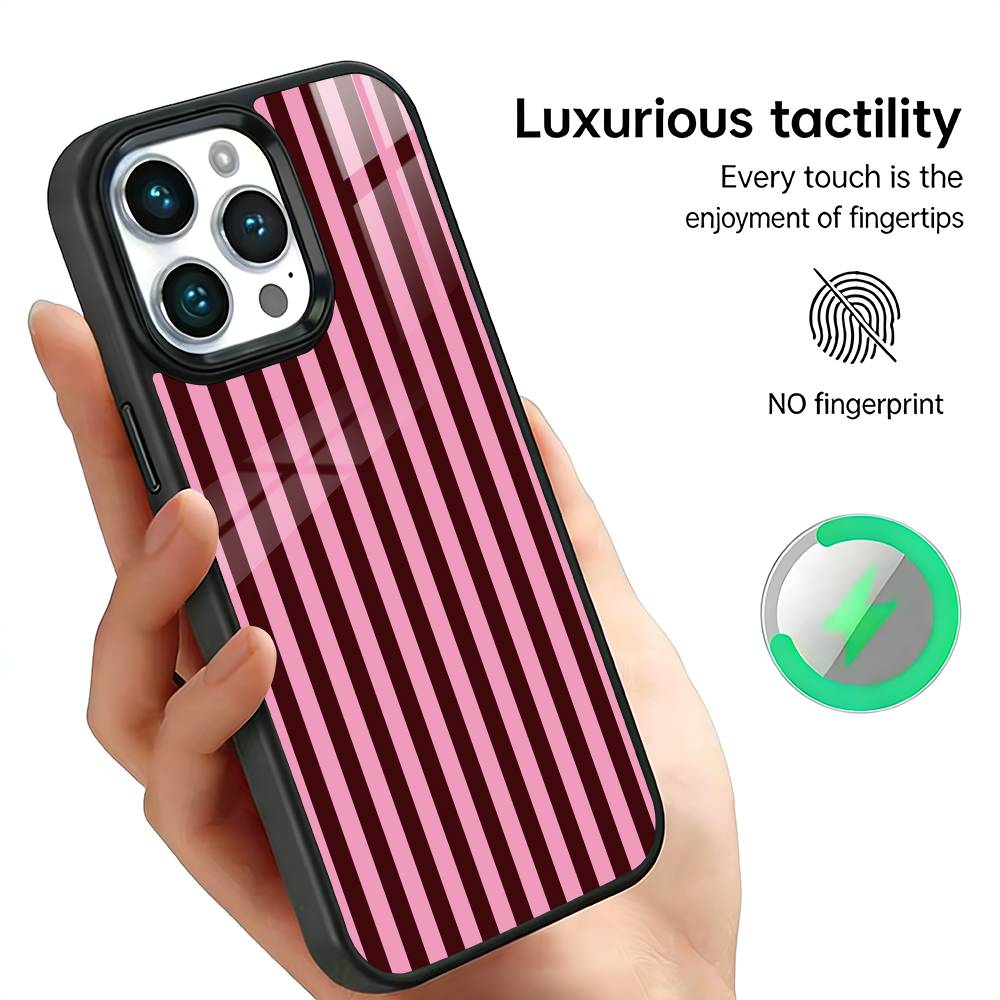 

Burgundy White Stripe pattern Phone Case For iPhone17,16,15,14,13,12,11 Plus,Pro Max, New Magnetic Wireless Charging iPhone12PROMAX