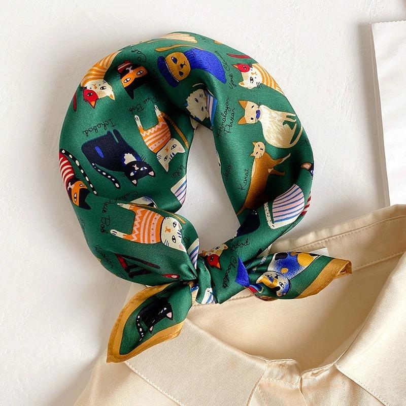 53Cm 100% Mulberry Silk Silk Scarf Women'S Trendy Printedkerchief Fashionable And Versatile Clothes Bags And Accessories Scarf