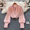 Design Crochet Temperament Long Sleeve Shirt Top Autumn Women's Loose Shirt