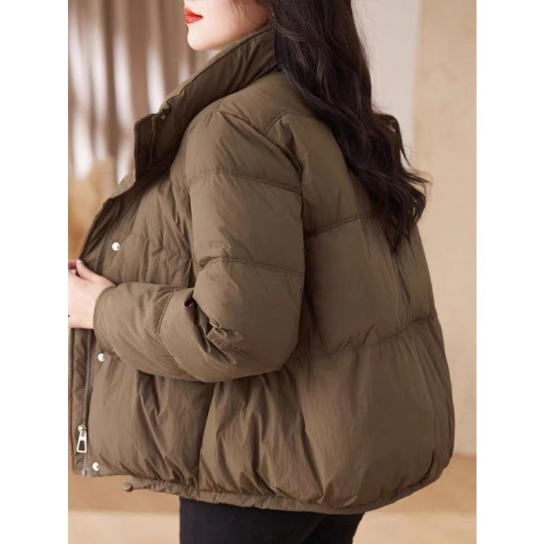 Winter Women Short Padded Coat Stand Collar Warm Three Button Chinese Style Jacket