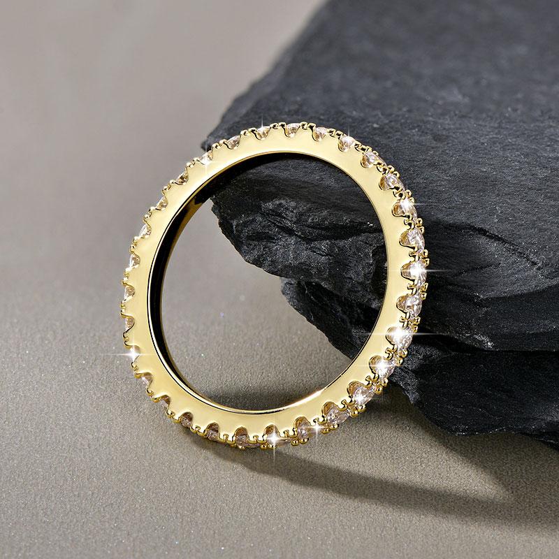 Lnngy 14k Gold Filled Wedding Band For Women Certified D Color VVS1 Lab Created 2mm Moissanite Eternity Ring Sparkling Jewelry