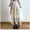 Koronkowa asymetryczna spódnica Fairycore Holiday Kobiety Y2K Ubrania Wysoki stan Moda Spódnice midi Uroczy patchwork Estetyka vintage Pani