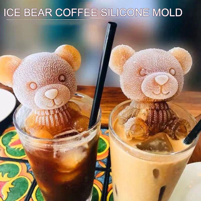 Two Sizes Of Bear Ice Cube Molds, Silicone Bear Ice Cube Molds, Ice Ball Mold Suitable For Milk Tea And Coffee, Ice-Tray