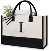 Large-Capacity Fashion Tote: Film-Coated Spliced Canvas Handbag