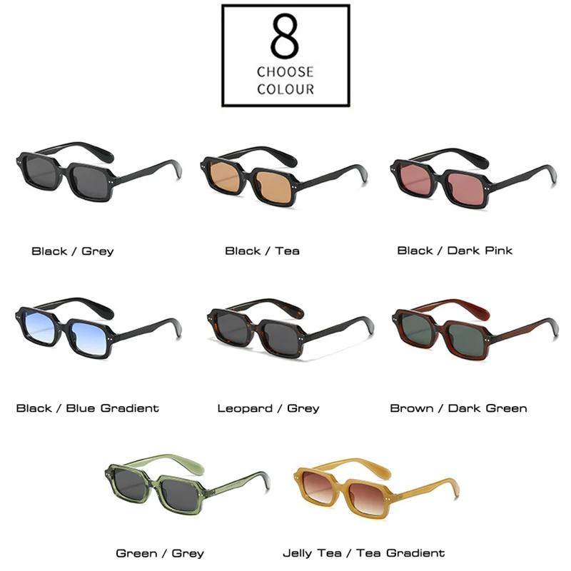 SO&EI Retro Small Rectangle Men Rivets Sunglasses Fashion Jelly Color Gradient Shades UV400 Women Sun Glasses