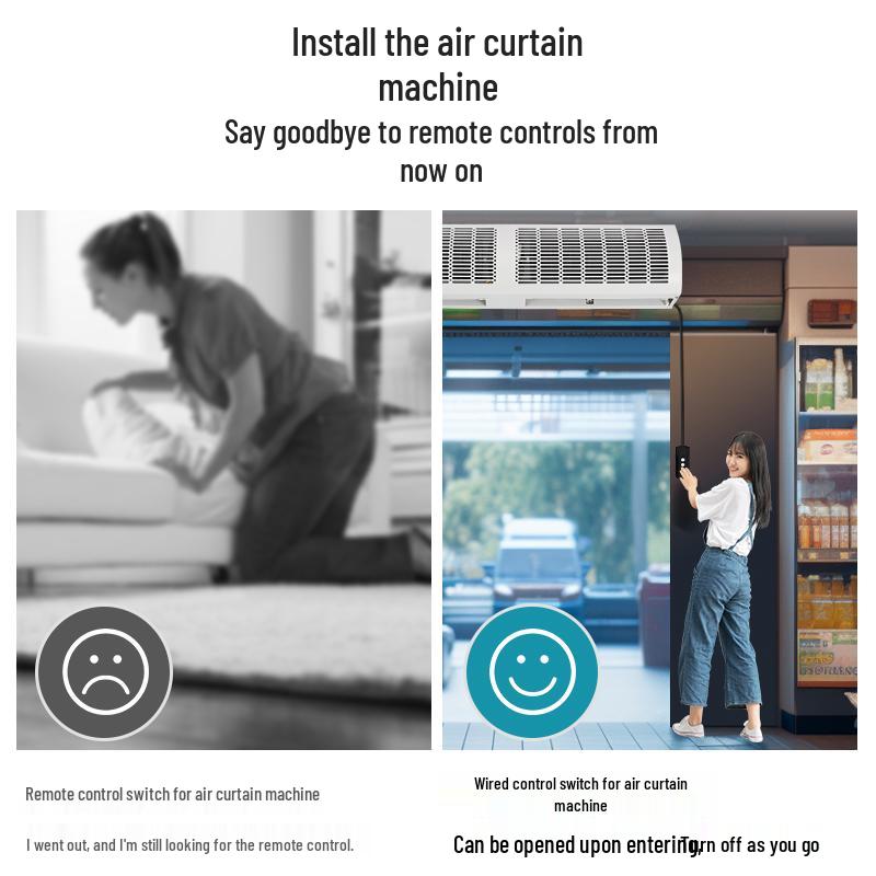 Silent Commercial Air Curtain Machine - Strong Wind, Multiple Sizes: 1.2m, 1.5m, 1.6m, 1.8m, 2m, Ideal for Doorway Wind Control