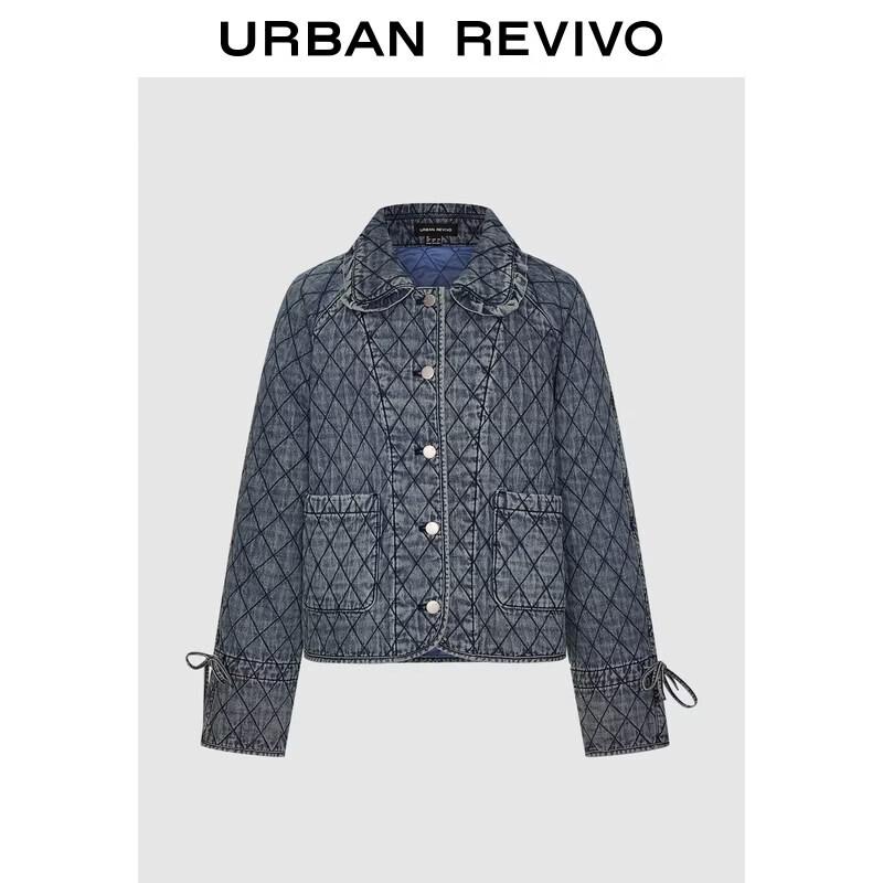UR Women's Washed Diamond Quilted Denim Jacket