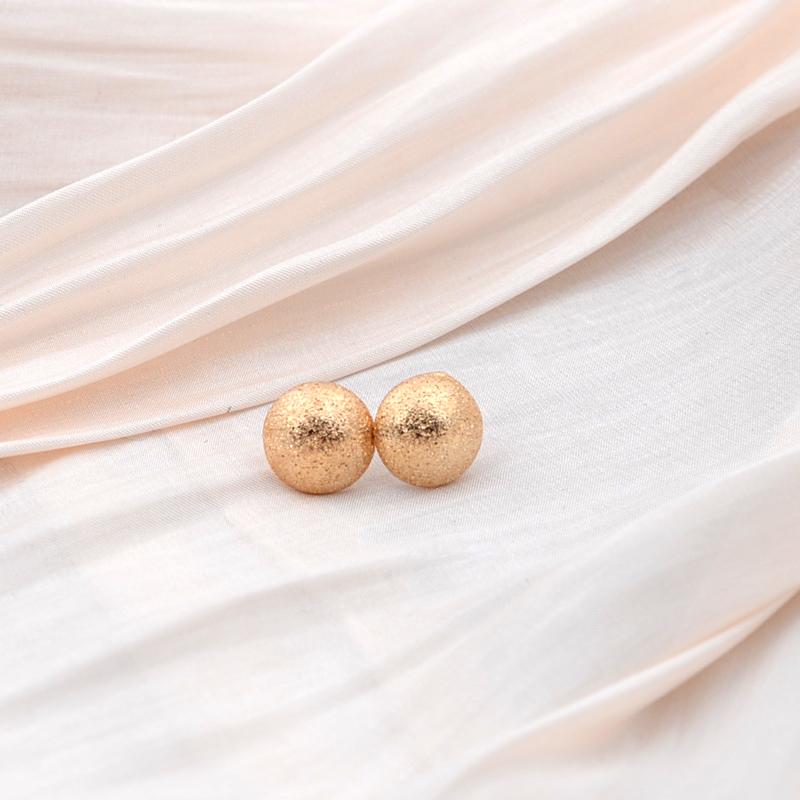 Small Golden Stud Earrings for Women Geometry Frosting Metal Half Round Earrings Minimalist Trendy Jewelry Accessories