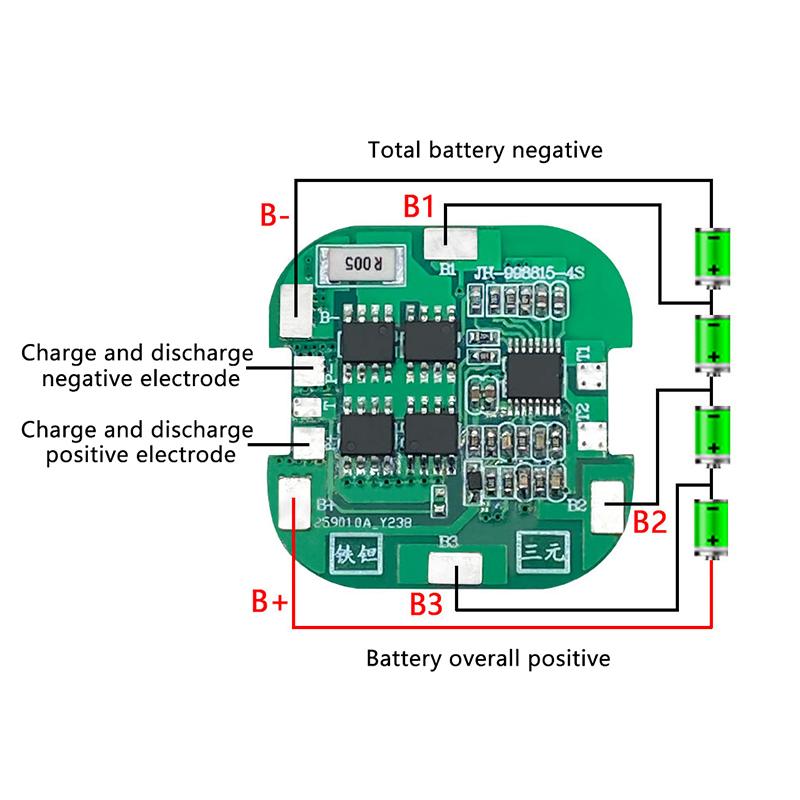 4 Serien 14,8V Lithium-Batterie Schutzplatine 18650 16,8V Überladung Überentladung Kurzschlussschutz 20A Strombegrenzung