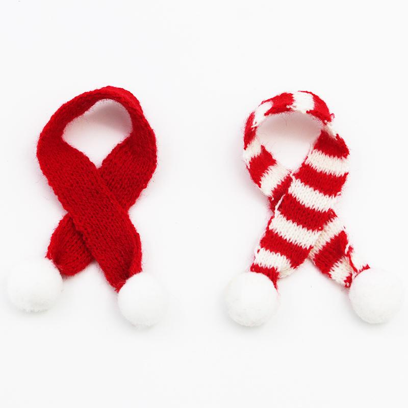 (5Pcs/bag)20cm Christmas Mini Scarf Landscape Decoration Knitted Finger Scarfs Xmas Tree Hanging Decoration Party Children's Toy