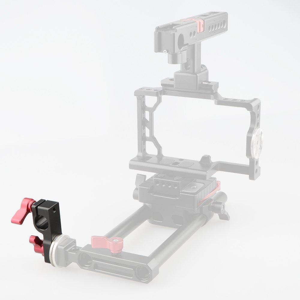 CAMVATE 15mm Single Rod Clamp with Rosette Mount, Rosette Adapter, Camera Accessory, Connects to 15mm Rod Systems (Red Wing Nut)