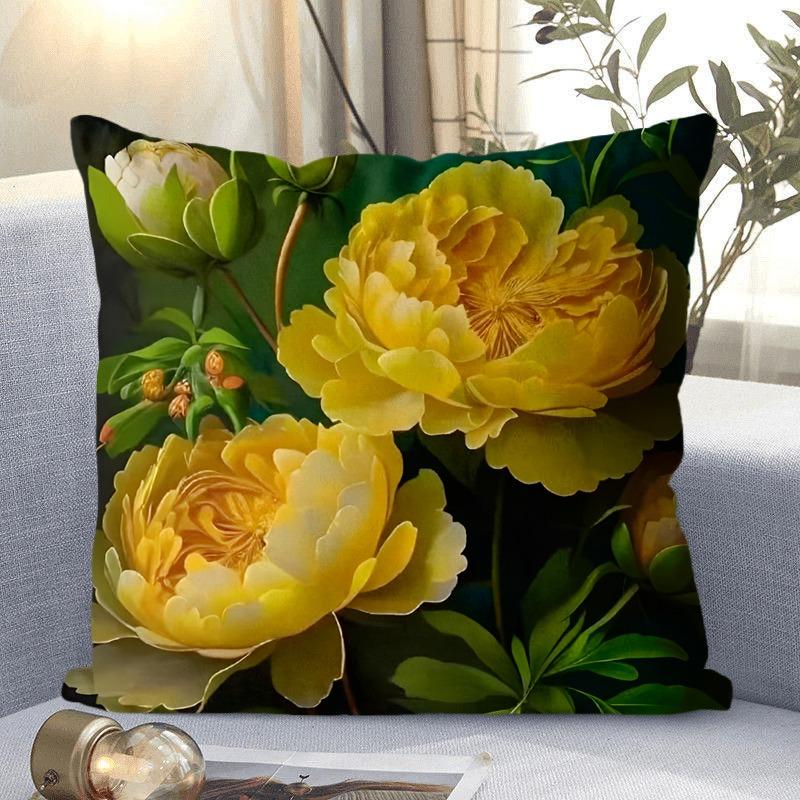 Rose Flower Print Decorative Pillowcase Bedroom Living Room Square Cushion Pillowcase