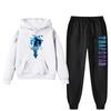 Womens Winter Casual Hooded Sweatshirt Pants Set With Print Loose Fit Streetwear
