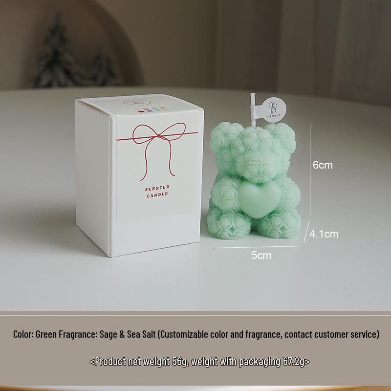 Rose Bear Scented Candle - Valentine's Day Gift, Party Favor, Creative Atmospheric Ornament