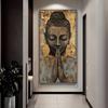 Abstract Meditating Buddha Canvas Wall Art - Frameless Serene Spiritual Print for Living Room, Buddha Home Decor