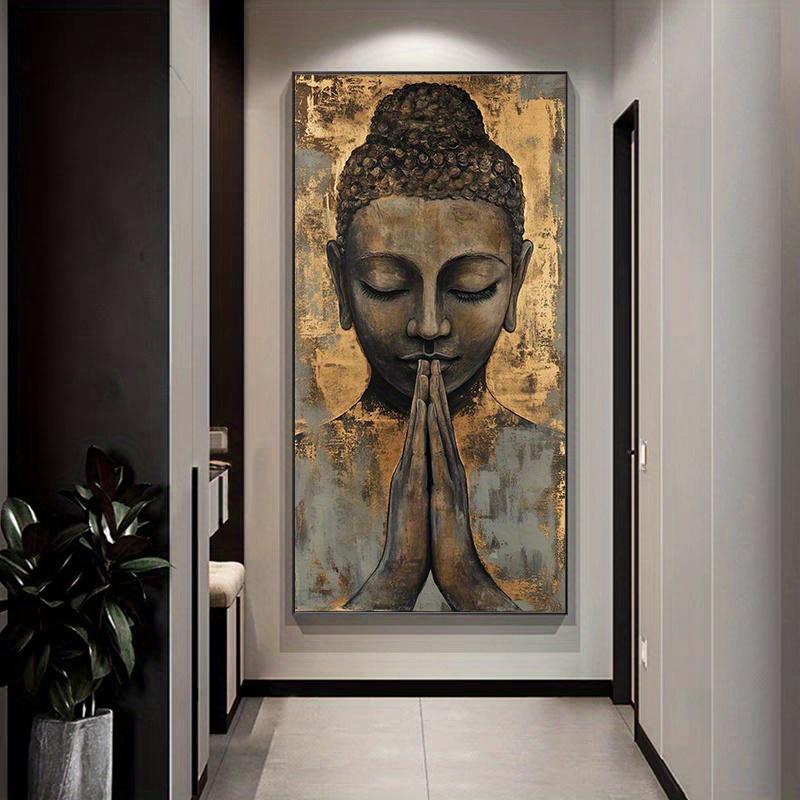 Abstract Meditating Buddha Canvas Wall Art - Frameless Serene Spiritual Print for Living Room, Buddha Home Decor