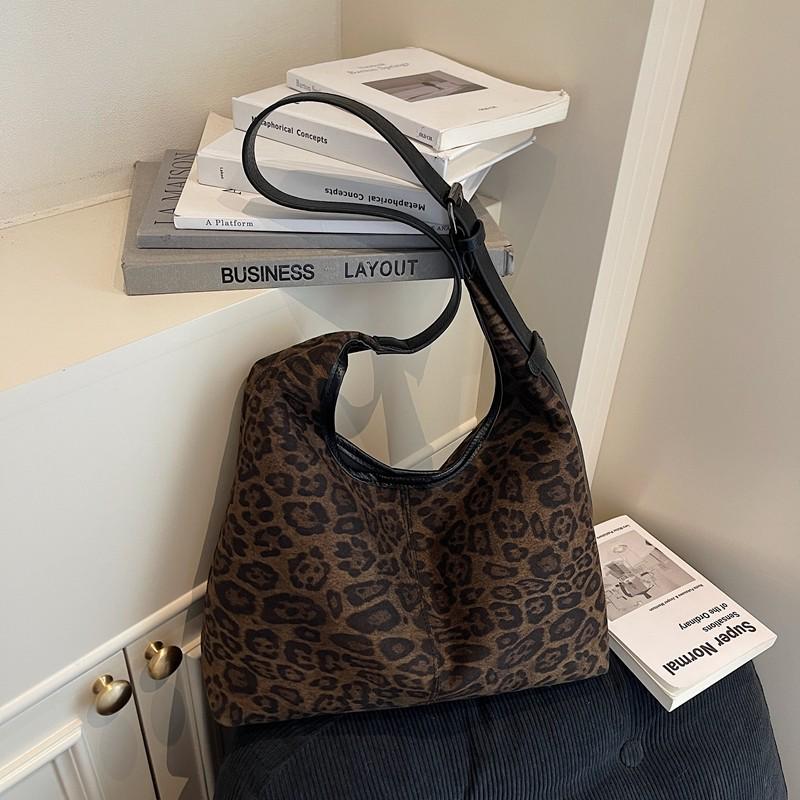 Damen Umhängetasche mit Leopardenmuster - Große Kapazität, vielseitig, strukturierte Schultertasche für Arbeit und Pendeln