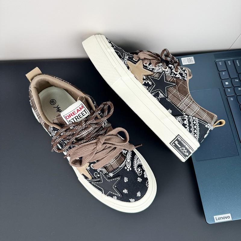 

2025 новые кеды на платформе с цветком кешью, парусиновые туфли со звездой, мужские летние новые мужские туфли, трендовые туфли, трендовые универсальные кеды 44 коричневый