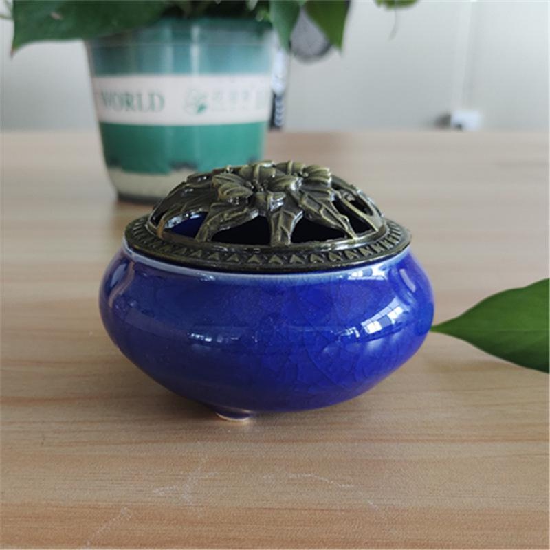 Celadon Ceramic Incense Burner for Home, Buddhist Supplies, Sandalwood Incense Path, Ice Crack Kiln Change Design.