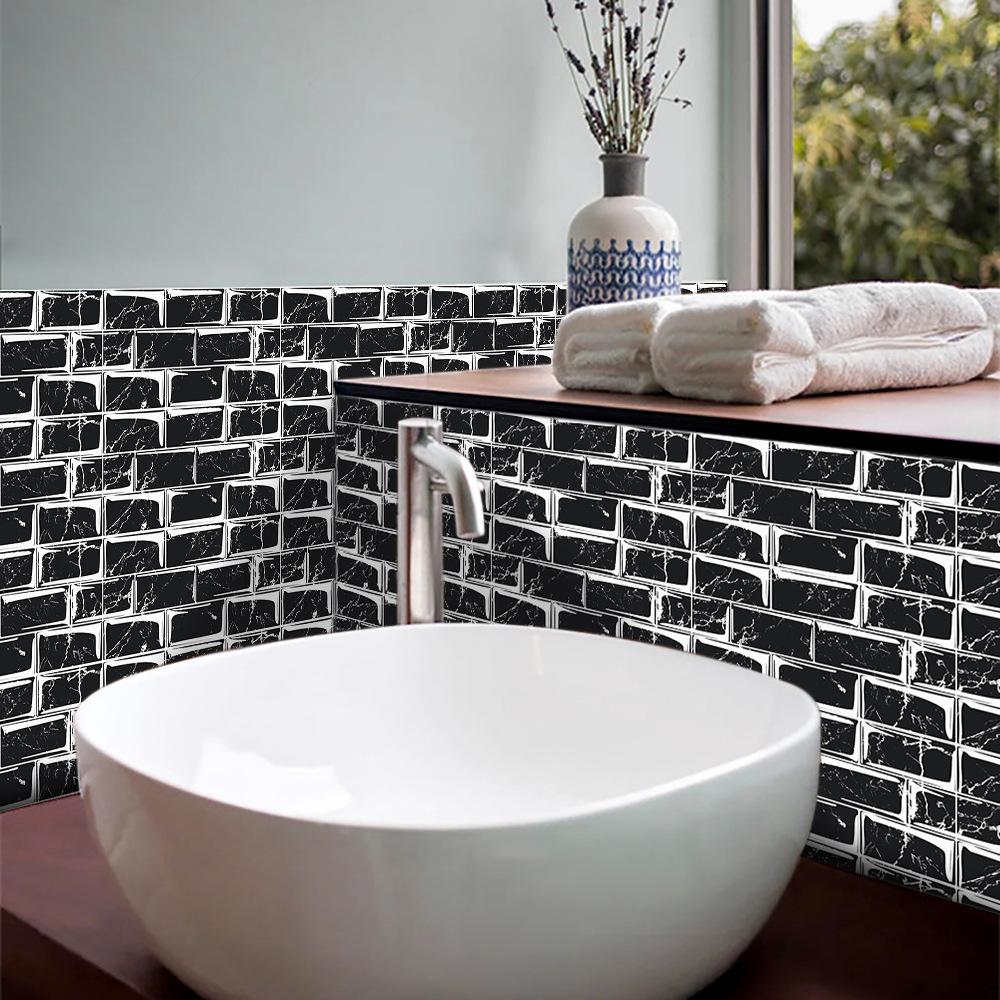 2026 Waterproof Wall Sticker Mosaic Pattern Ceramic Tile Sticker Kitchen Bathroom Sink Decoration Surface Gloss Film Self-adhesive Wall Sticker