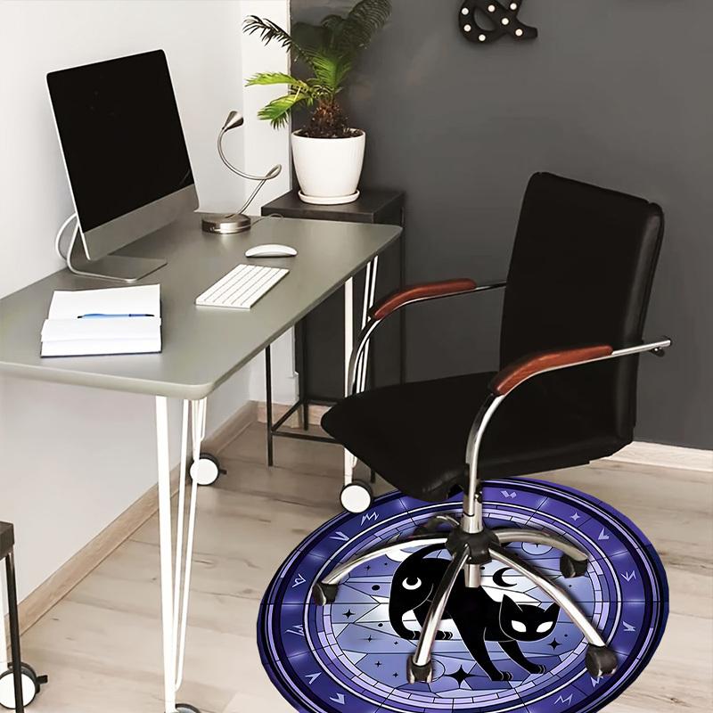 

1pc Multi Surface Chair Mats Black Cat Stained Glass Window Perfect for Decorating Office Chairs, Living Rooms, Or Bedrooms.dt067 80cm by 80cm