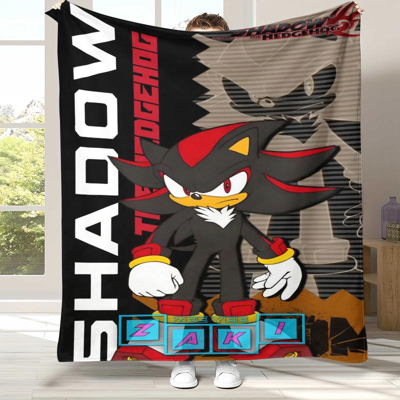 Retro S-Sonic Cartoon Game Flannel Blanket,Ultra Soft Warm Plush Throw for Home Bedroom Bed Sofa Cover Camping Picnic gift