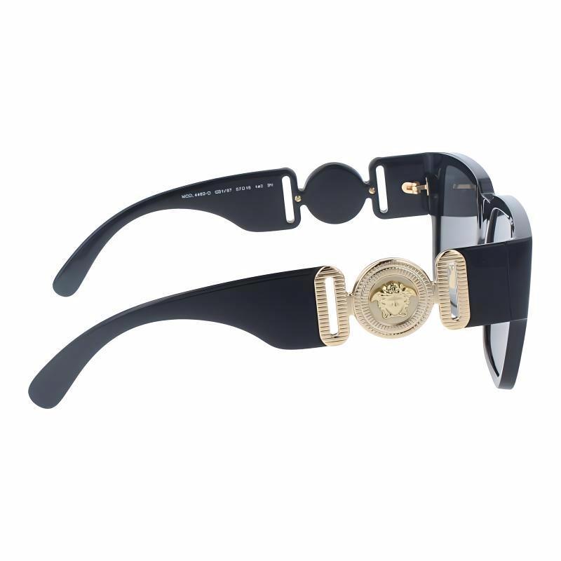Versace Temple Logo Acetate Cat Eye Sunglasses Women's Black 19068732 VE4483D GB1/87 57 16-Black 57