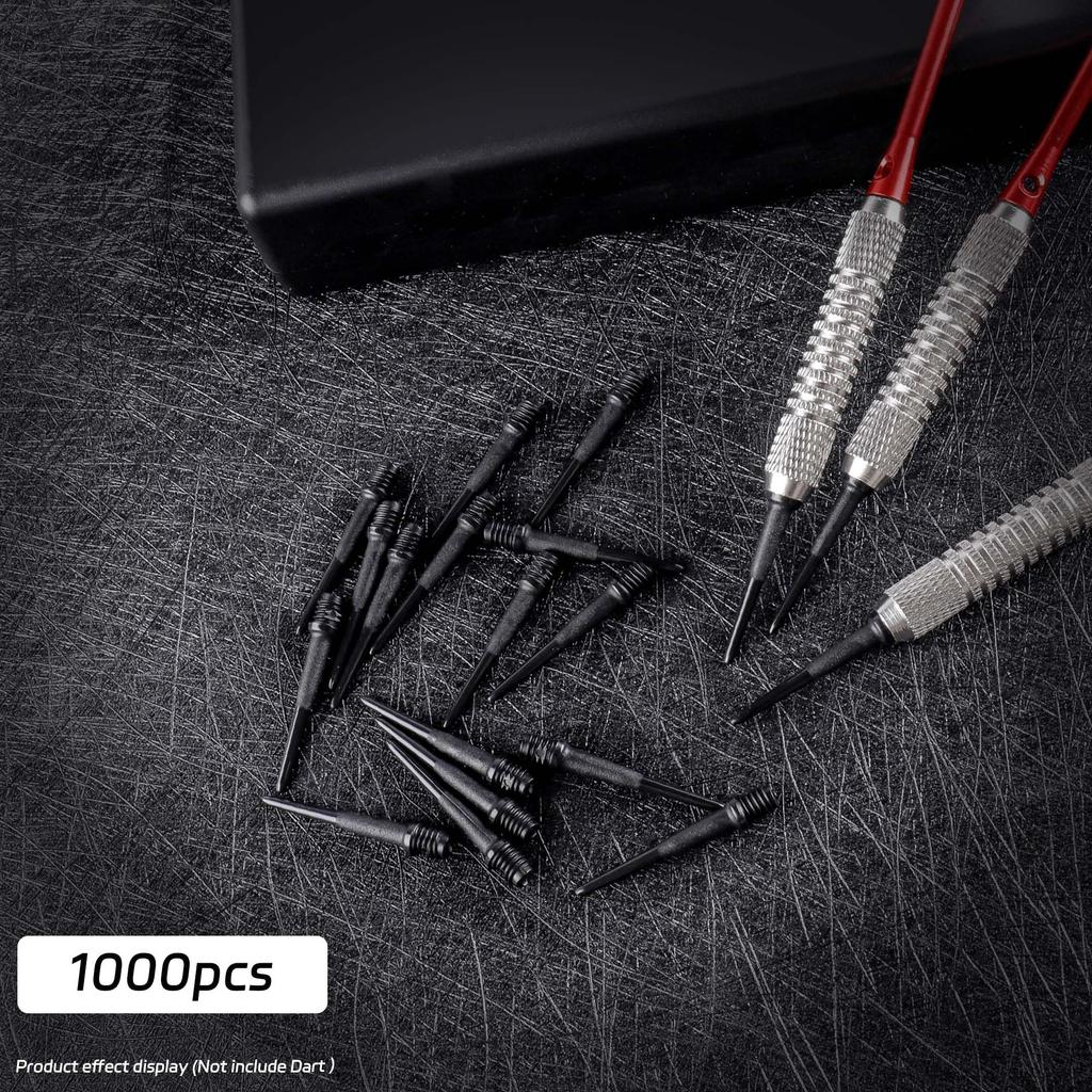 CyeeLife Dart Tips, Plastic, 1000 Pieces, High-Quality Soft Dart Tips, I 2 BA Line I Darts, Durable Replacement Tips for Soft Darts, Black