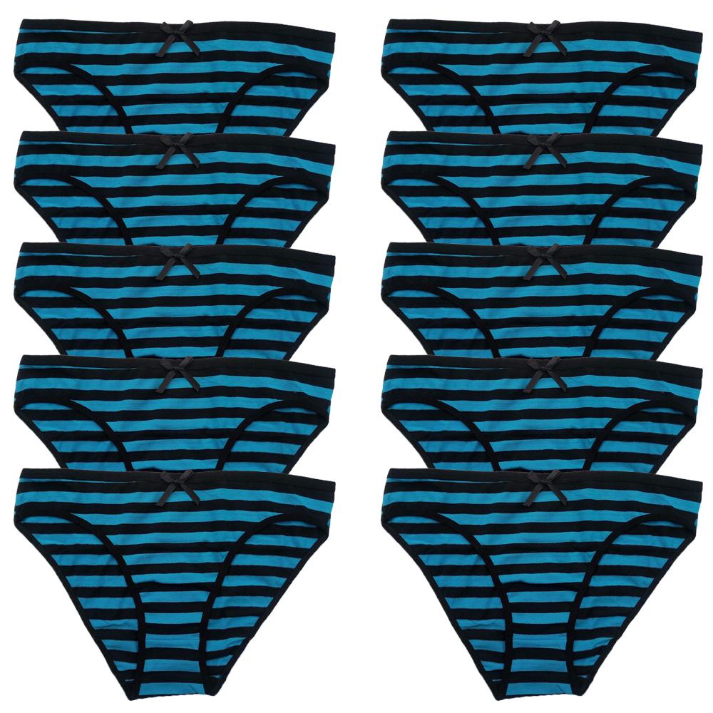 Cotton Panties for Woman Sexy Lace Underwear Briefs Set Lingerie Girls Ladies Bikini Underpants Striped Print Knickers 10Pcs/set