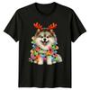 Christmas Dog Lights Reindeer Antlers Holiday Unisexs TShirt Unisexs Tee Graphic