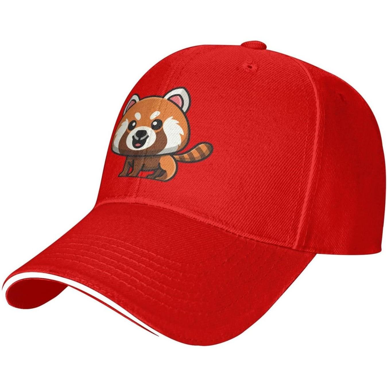 Cute Red Panda Cartoon Baseball Cap Polyester Adjustable Sun Hat for Adults Casual Adjustable