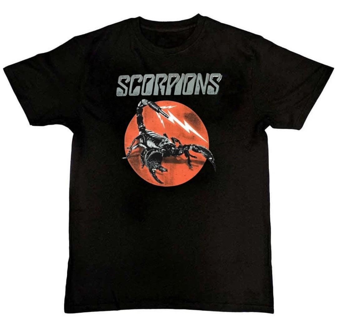 SCORPIONS Band Lightning Red Graphic Print Mens T-Shirt XXXL
