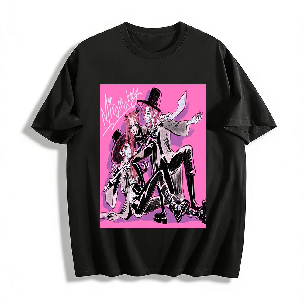 Gothic Style Red-Haired Anime Character Print T-shirt Dark Cool ACG Loose Casual Top Pure cotton T-shirt XXS