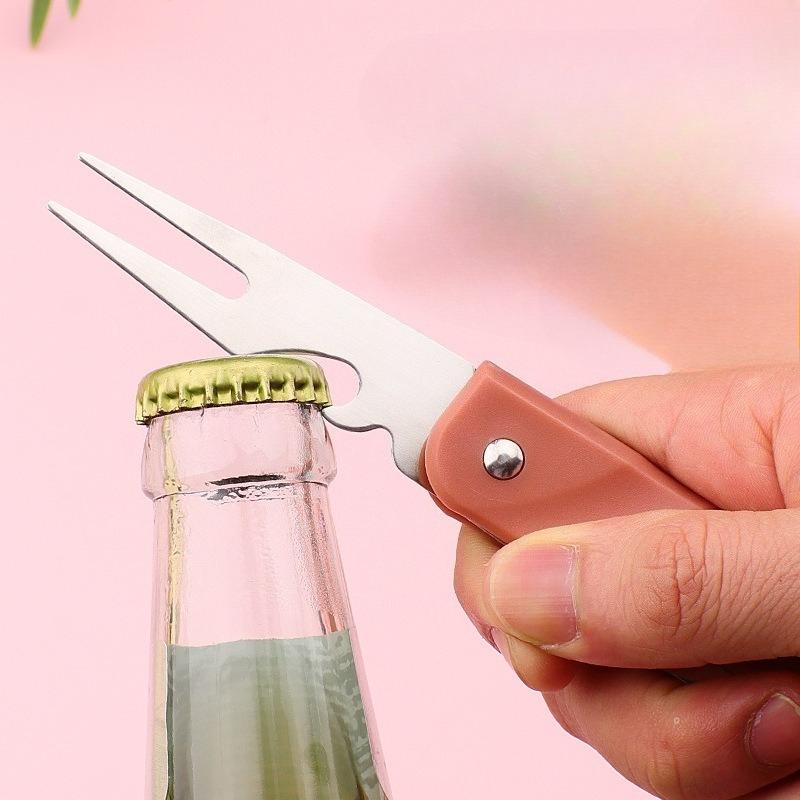 2-in-1 Foldable Fruit Knife & Peeler, Multifunctional Portable Kitchen Tool with Stainless Steel/ Ceramic Blade for Peeling