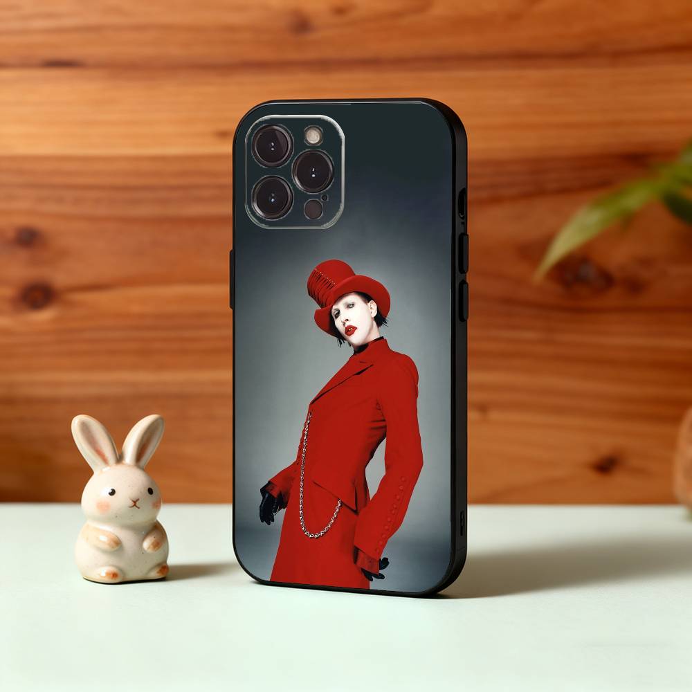 M-Manson M-MarilynS Singer Phone Case For iPhone17 16 15 14 13 12 11 Pro Max Plus,5G Soft Black Case