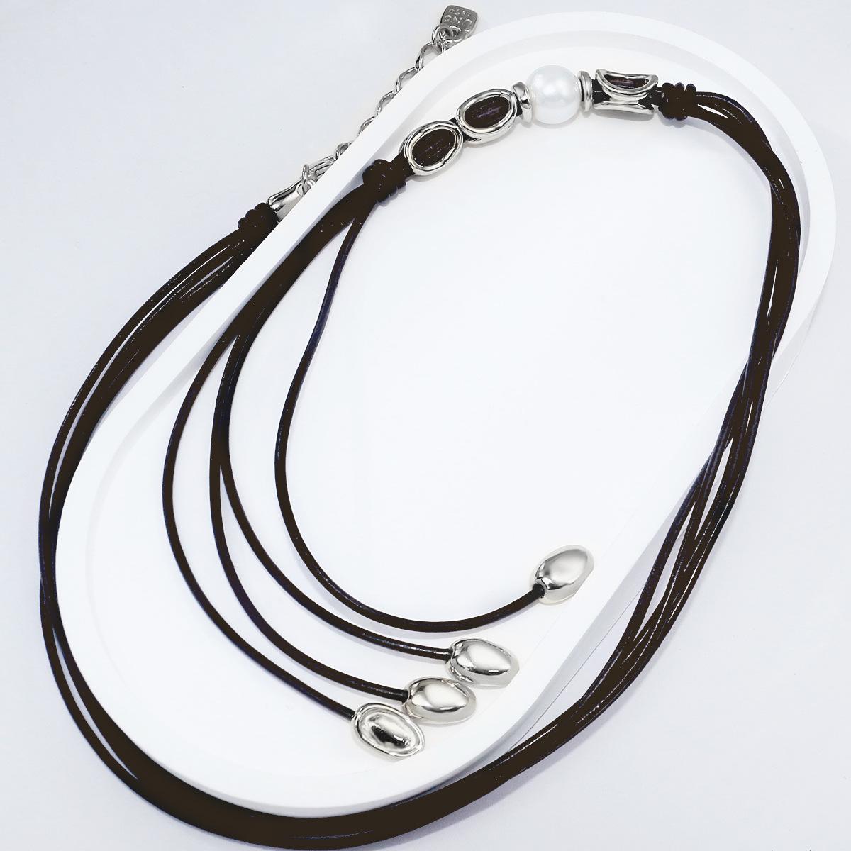 UNOde50 Women s Romantic Pearl & Leather Rope Necklace - Gift Package 76 cm Total Length