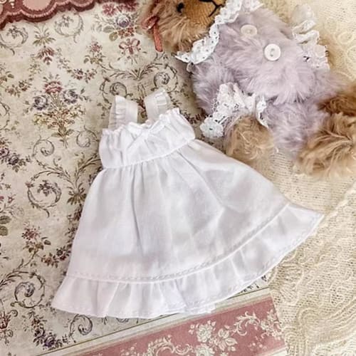 rakulifey Obitsu 11 Outfit Dress, One-Piece Dress, OB11 Size Clothes, Fits 11cm Obitsu Body (White)